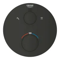 Baterie dus incastrata cu termostat Grohe Grohtherm 2 iesiri negru mat rotund