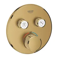 Baterie dus incastrata cu termostat Grohe Grohtherm SmartControl 2 iesiri auriu periat Cool Sunrise