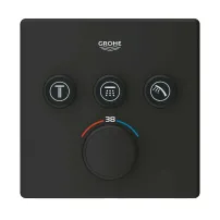 Baterie dus negru mat Grohe Grohtherm SmartControl termostatica patrata 3 iesiri