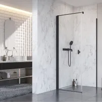 Cabina de dus dreptunghiulara cu usa batanta Radaway Nes KDJ I 80x90 cm finisaj negru mat-transparent stanga