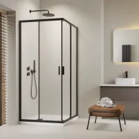 Cabina de dus dreptunghiulara cu usa glisanta Radaway Alienta 80x90 cm negru-transparent