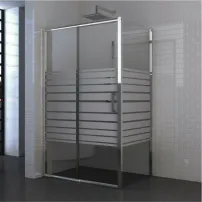 Cabina de dus dreptunghiulara Inter Ceramic cu usa glisanta 140x80 cm crom lucios-alb - transparent cu linii
