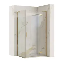 Cabina de dus dreptunghiulara Rea Hugo cu usa batanta 100x80 cm auriu periat