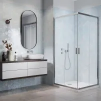 Cabina de dus patrata cu usi glisante Radaway Alienta 90x90 cm crom-transparent