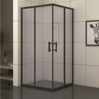 Cabina de dus patrata Inter Ceramic cu usi glisante 80x80 cm negru mat - fumuriu