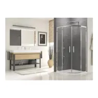 Cabina de dus semirotunda cu usi glisante SanSwiss Ocelia 80x80 cm
