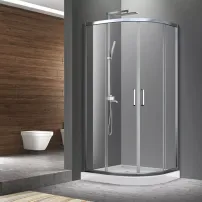 Cabina de dus semirotunda Fluminia Meda cu usi culisante 90x90 cm crom