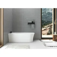 Cada asimetrica Rune Birka Boyd 160x75 cm stanga alb lucios lipita de perete, BTW