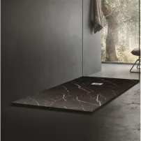 Cadita compozit pentru dus Inter Ceramic dreptunghiulara 140x80 cm finisaj marmura negru mat