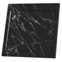 Cadita compozit pentru dus Inter Ceramic patrata 80x80 cm negru mat finisaj marmura