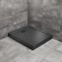 Cadita dus dreptunghiulara Radaway Doros F Compact Stone 100x80 cm acril negru