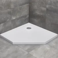 Cadita dus pentagonala Radaway Doros PT 90x90 cm acril alb