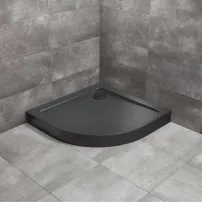 Cadita dus semirotunda Radaway Doros A Compact Stone 80x80 cm acril negru