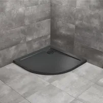 Cadita dus semirotunda Radaway Doros A Stone 80x80 cm acril negru