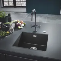 Chiuveta compozit sub blat Grohe K700U granit negru 46x41 cm