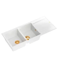 Chiuveta compozit incastrata Quadron Evan 121 alb - cupru 116x50 cm