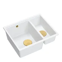 Chiuveta compozit sub blat Quadron Logan 150 alb - auriu 56x46 cm
