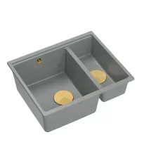 Chiuveta compozit sub blat Quadron Logan 150 gri - auriu 56x46 cm