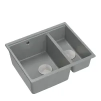 Chiuveta compozit sub blat Quadron Logan 150 gri - inox 56x46 cm