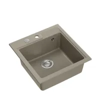 Chiuveta compozit incastrata Quadron Pop Peter 110 bej inchis 50x52 cm
