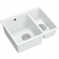 Chiuveta compozit incastrata Quadron Logan 150 alb - inox 56x46 cm