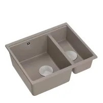 Chiuveta compozit incastrata Quadron Logan 150 bej - inox 56x46 cm