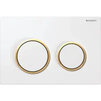 Clapeta de actionare Geberit Omega20 alb/inele aurii