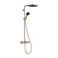 Coloana de dus cu baterie termostatata Hansgrohe Pulsify S Puro para cu 3 functii finisaj bronz periat