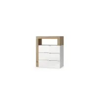Dulap coloana mediu LC Mobili Italia Hamburg finisaj alb lucios/maro lemn 64x78 cm