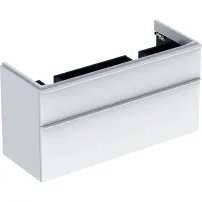 Dulap baza pentru lavoar dublu suspendat Geberit Smyle Square alb 2 sertare 119 cm