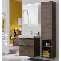 Dulap baza pentru lavoar suspendat Geberit Smyle Square nuc 2 sertare 74 cm