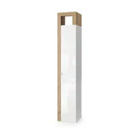 Dulap coloana mare LC Mobili Italia Hamburg 35x188 cm finisaj alb lucios/lemn stejar
