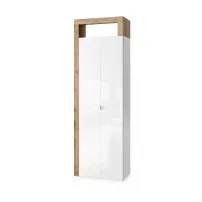 Dulap coloana mare LC Mobili Italia Hamburg 64x188 cm finisaj alb lucios/lemn stejar