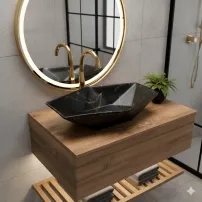 Lavoar pe blat negru mat Rune Kari 63.5 cm