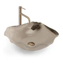 Lavoar pe blat Rea Handmade ART HM-22 asimetric 49 cm bej mat