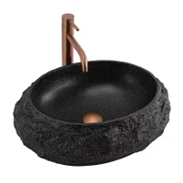 Lavoar pe blat Rea Mika oval 48 cm negru mat