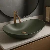 Lavoar pe blat Rea Royal oval 61.5 cm Olive verde mat