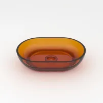 Lavoar pe blat Rune Mond oval 58 cm rasina transparenta maro-cupru