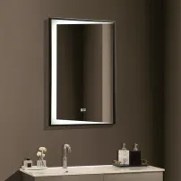 Oglinda cu iluminare si dezaburire Inter Ceramic dreptunghiulara 60x90 cm rama neagra