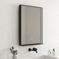 Oglinda cu iluminare si dezaburire Inter Ceramic Enzo rama neagra 60x80 cm