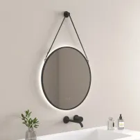 Oglinda cu iluminare si dezaburire Inter Ceramic Genevra cu rama neagra 60 cm