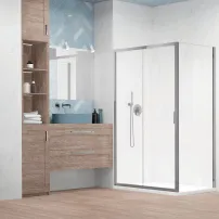 Pachet cabina de dus Alienta DWJ+S 120x80 cm, cadita pentru dus Laros D Compact alb si sifon cadita crom