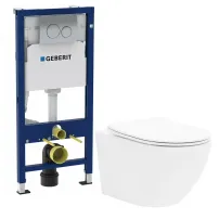 Pachet vas wc Rune Ivaldi, capac slim softclose, rezervor wc Geberit Duofix si clapeta crom Delta20
