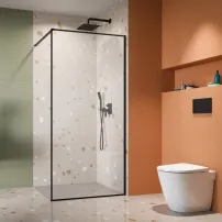 Paravan de dus tip Walk-in Radaway Modo F II negru mat-transparent 140 cm sticla securizata 8 mm