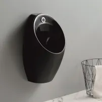 Pisoar cu alimentare ascunsa Inter Ceramic si actionare electronica negru lucios