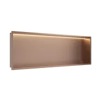 Raft incastrat dreptunghiular Balneo Wall-Box One LED cu rama 90x30x10 cm cupru lucios