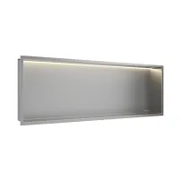 Raft incastrat dreptunghiular Balneo Wall-Box One LED cu rama 90x30x10 cm inox