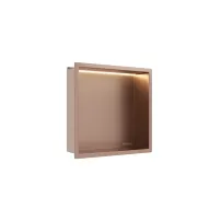 Raft incastrat patrat Balneo Wall-Box One LED cu rama 30x30x10 cm cupru lucios