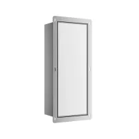 Raft incastrat pentru perie WC Balneo Wall Box S otel inoxidabil deschidere stanga finisaj alb 54 cm