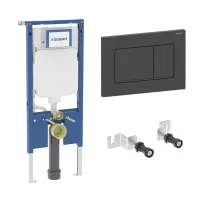 Rezervor WC cu cadru incastrat Geberit Duofix Sigma set fixare si clapeta de actionare Sigma20 negru mat